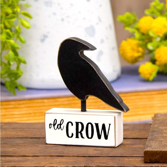 *Wooden Old Crow on Base Shelf Sitter - Picture 1 of 14